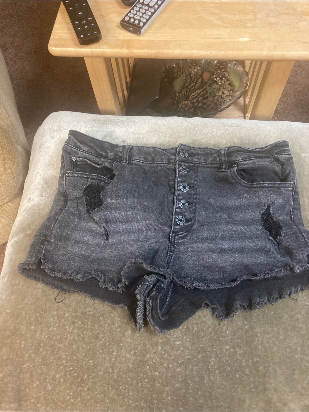 Indigo Rein Black Washed High-Rise Distressed Jean Shorts